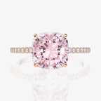 Kunzite Cushion Wedding Ring R0947