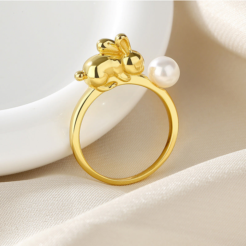 Freshwater Pearl Bunny Ring RN1026