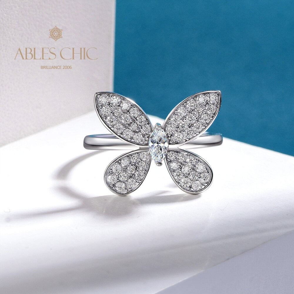 Paved Butterfly Cocktail Ring R1238