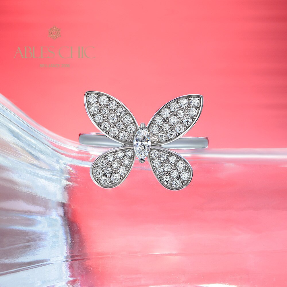 Paved Butterfly Cocktail Ring R1238