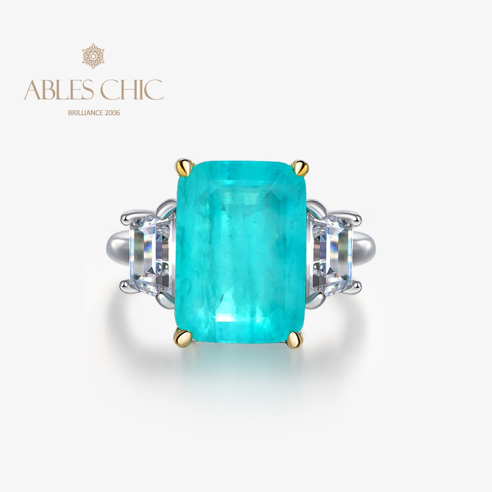 Lab Emerald Paraiba Engagement Ring R0314