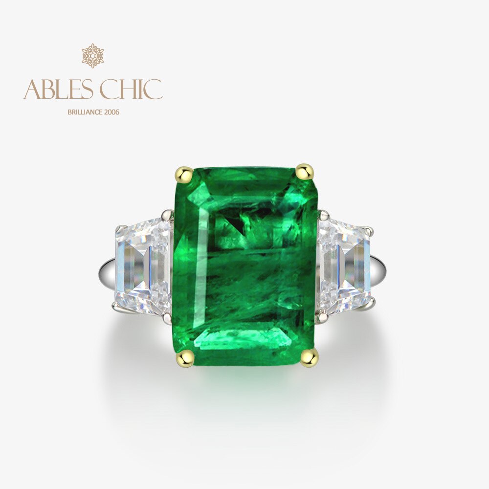 Lab Emerald Paraiba Engagement Ring R0314