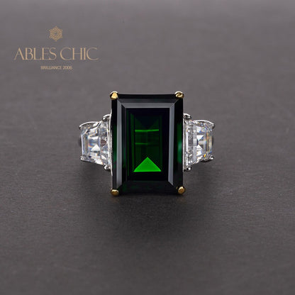 Lab Emerald Paraiba Engagement Ring R0314