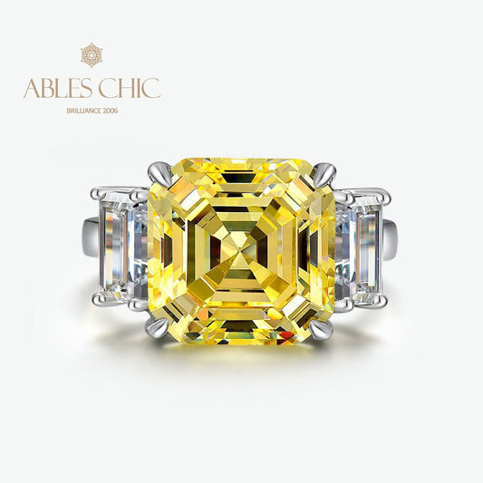 Yellow Beryl 3 Stone Engagement Ring R0865