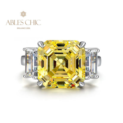 Yellow Beryl 3 Stone Engagement Ring R0865