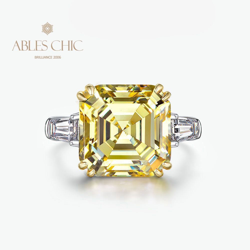 Asscher Bague de mariage citrine jaune R0864