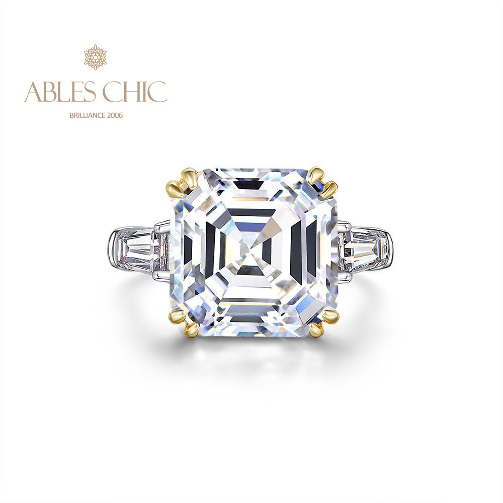 Asscher Yellow Citrine Wedding Ring R0864