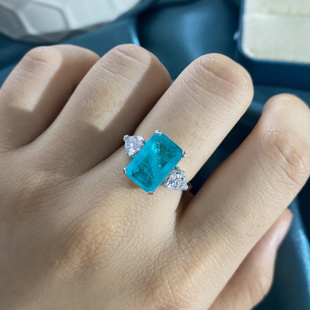 Lab Paraiba Engagement Ring R0878