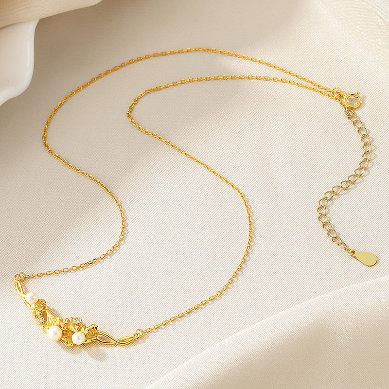 Freshwater Pearl Ginkgo Posy Necklace PN1006