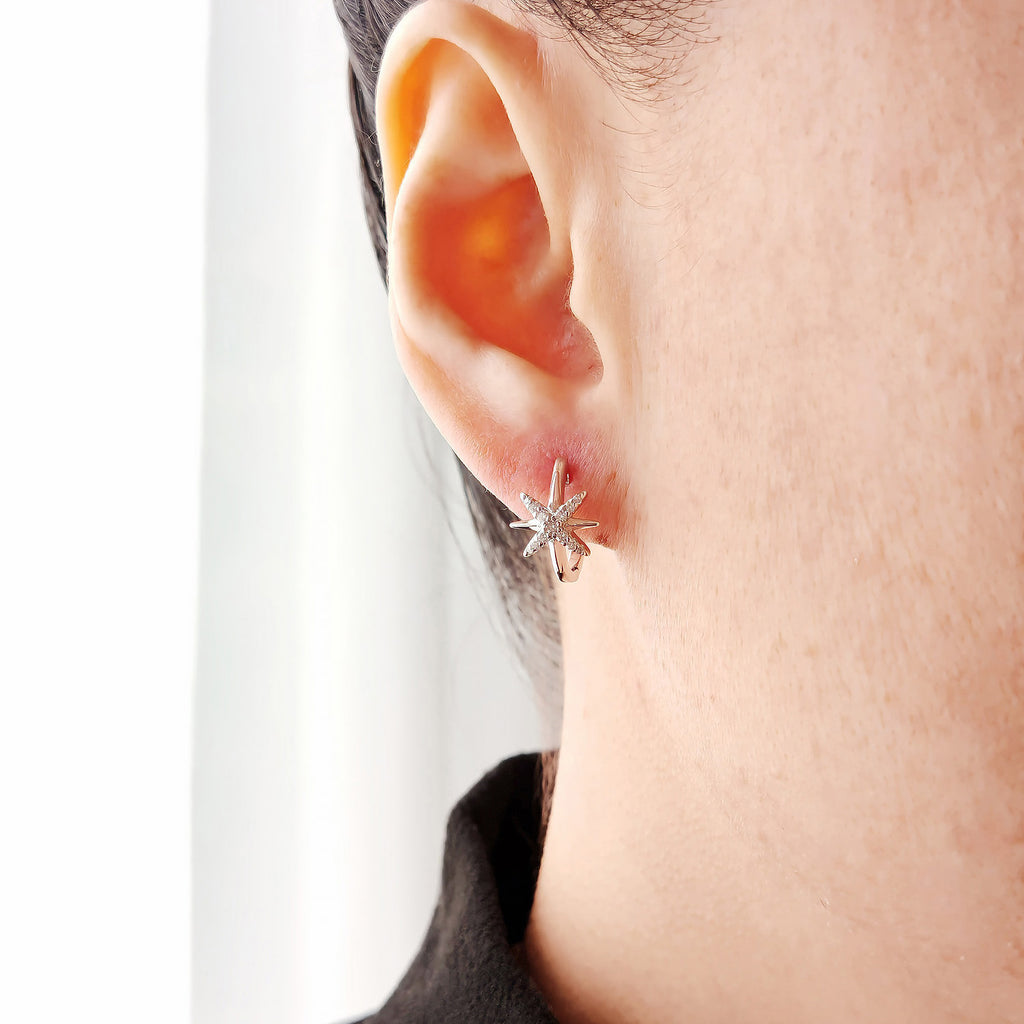 North Star Moissanite Huggies