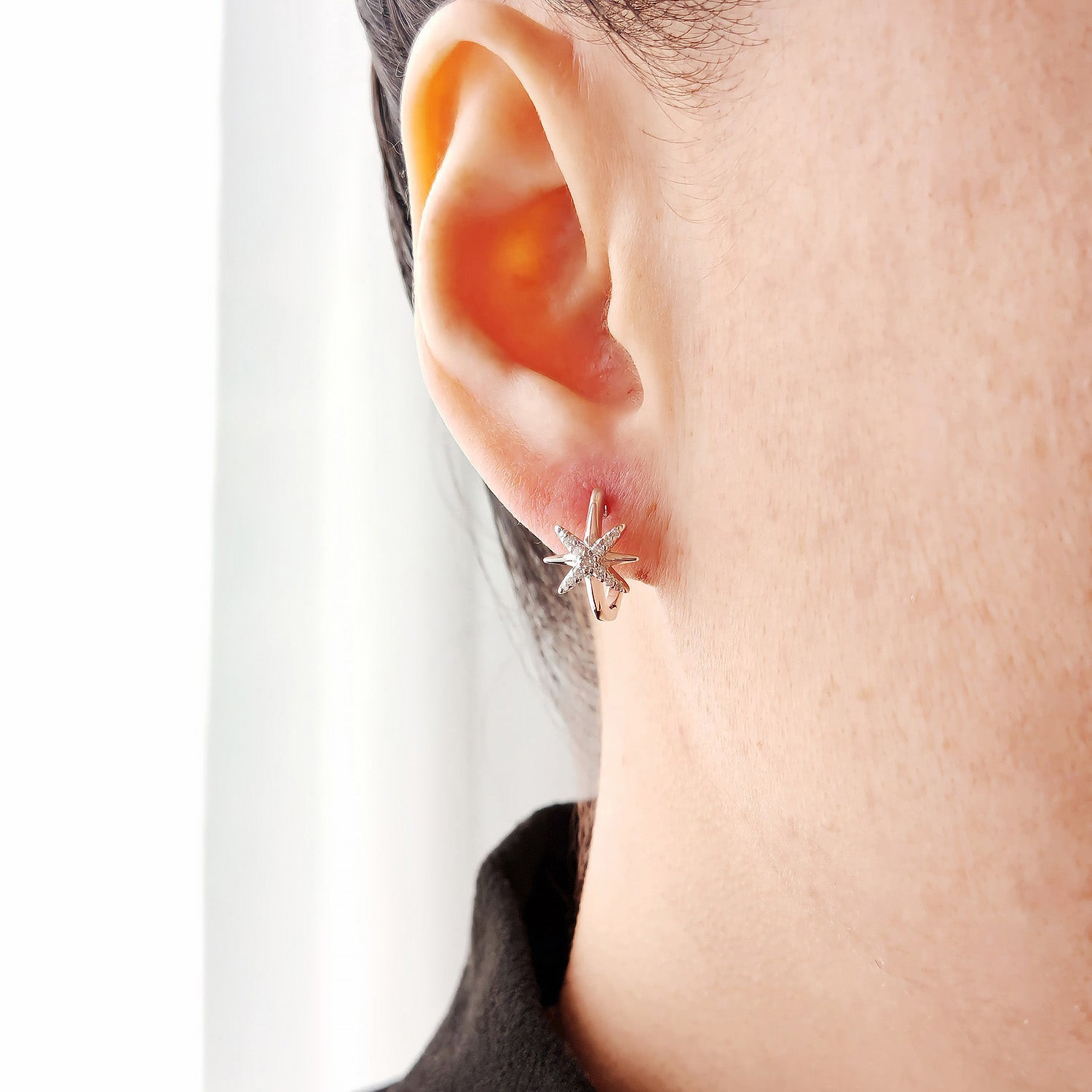 North Star Moissanite Huggies