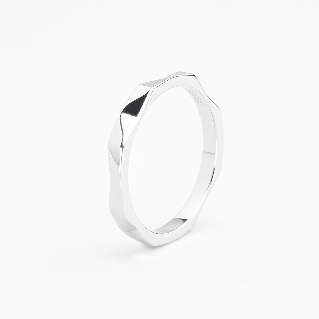 Silver Terrain Facet Ring