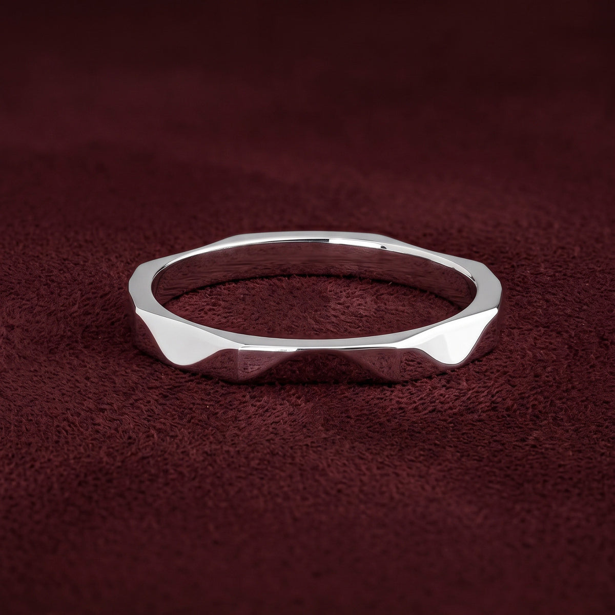 Silver Terrain Facet Ring