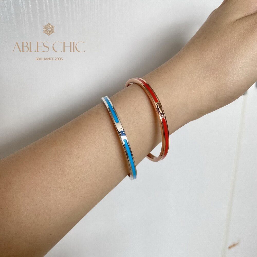 Enamel Narrow Stack Bangle B0881