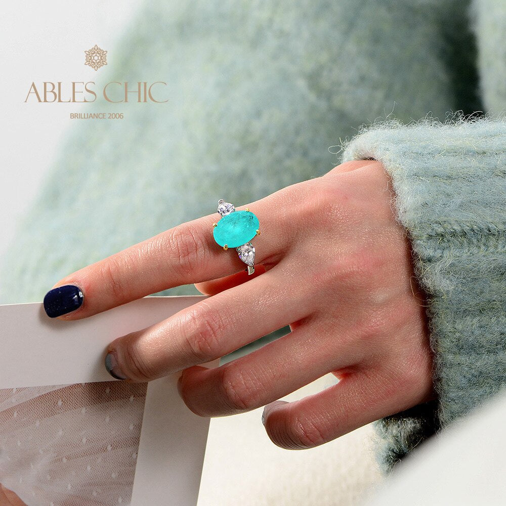 Lab Paraiba Wedding Ring R0871