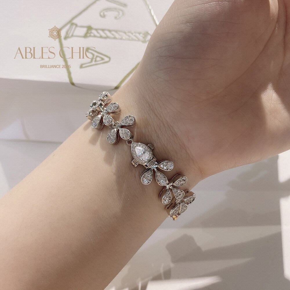 Flower Iced Out Wedding Bracelet B0553