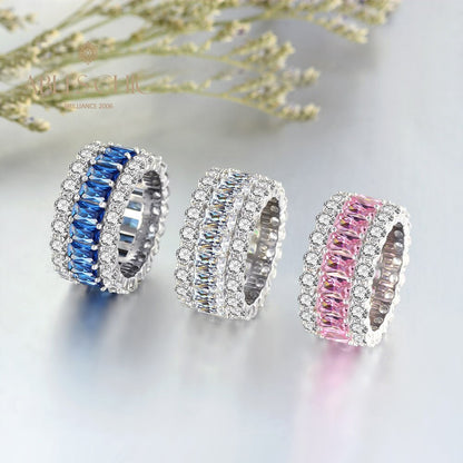 3 Rows Wide Sapphire Wedding Band R0923