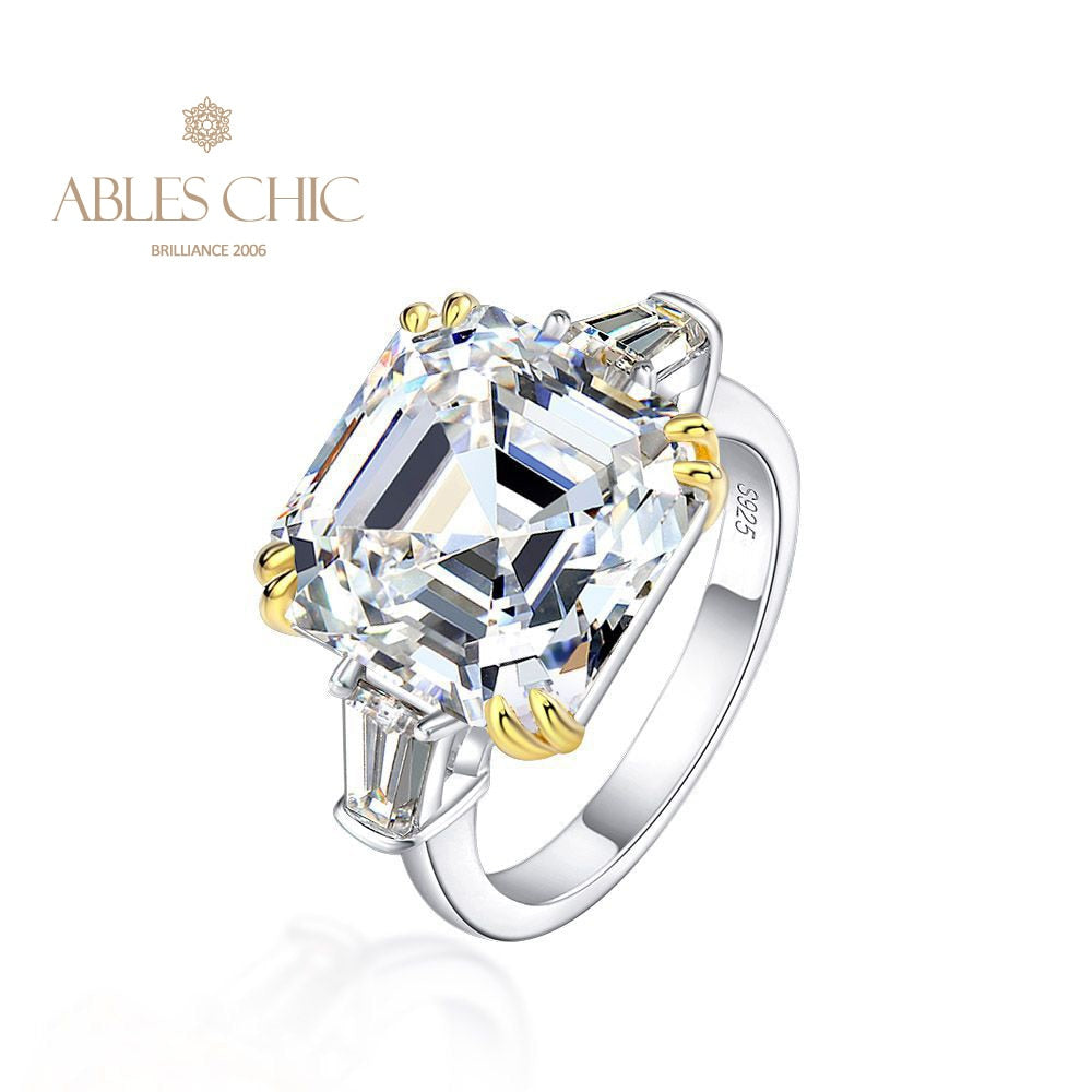 Asscher Yellow Citrine Wedding Ring R0864