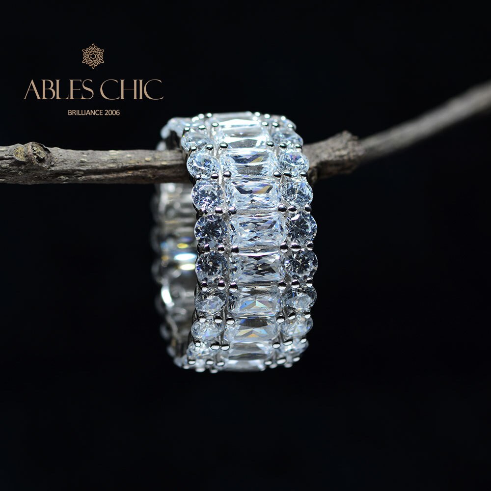 3 Rows Wide Sapphire Wedding Band R0923