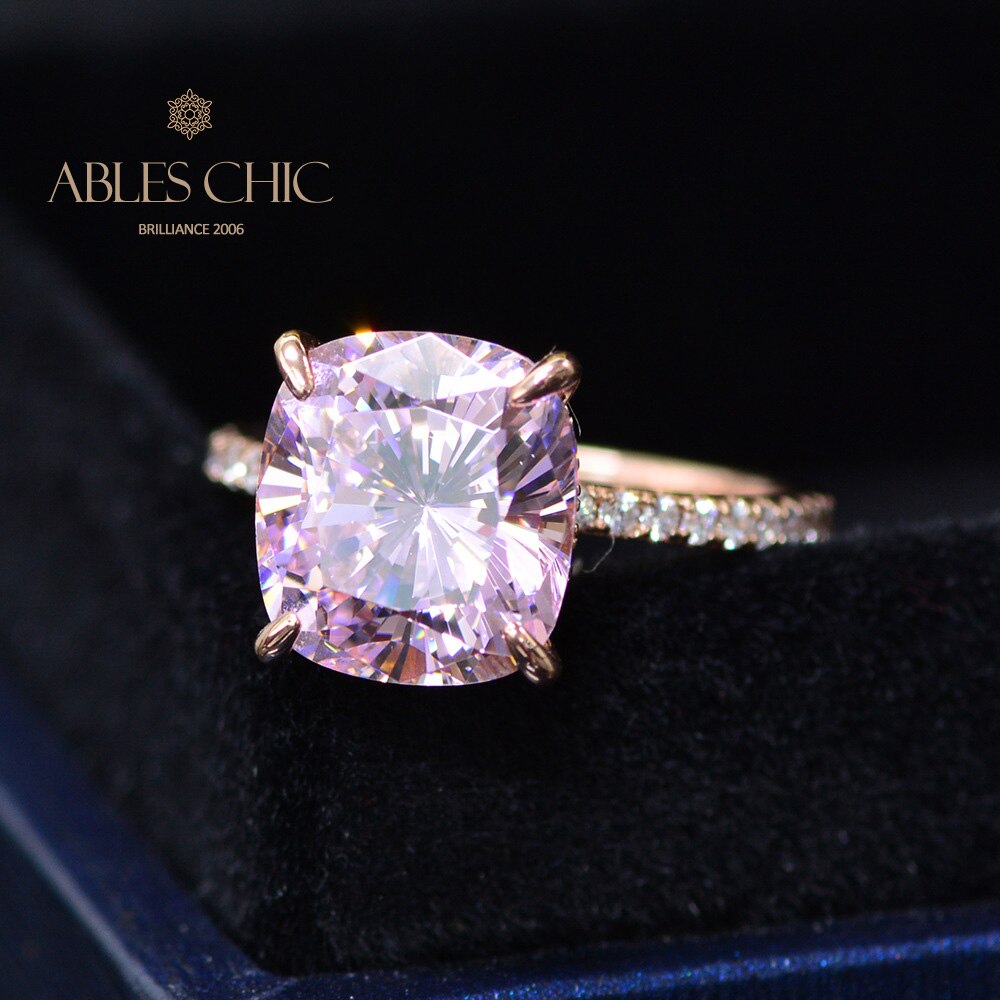 Kunzite Cushion Wedding Ring R0947