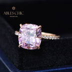 Kunzite Cushion Wedding Ring R0947