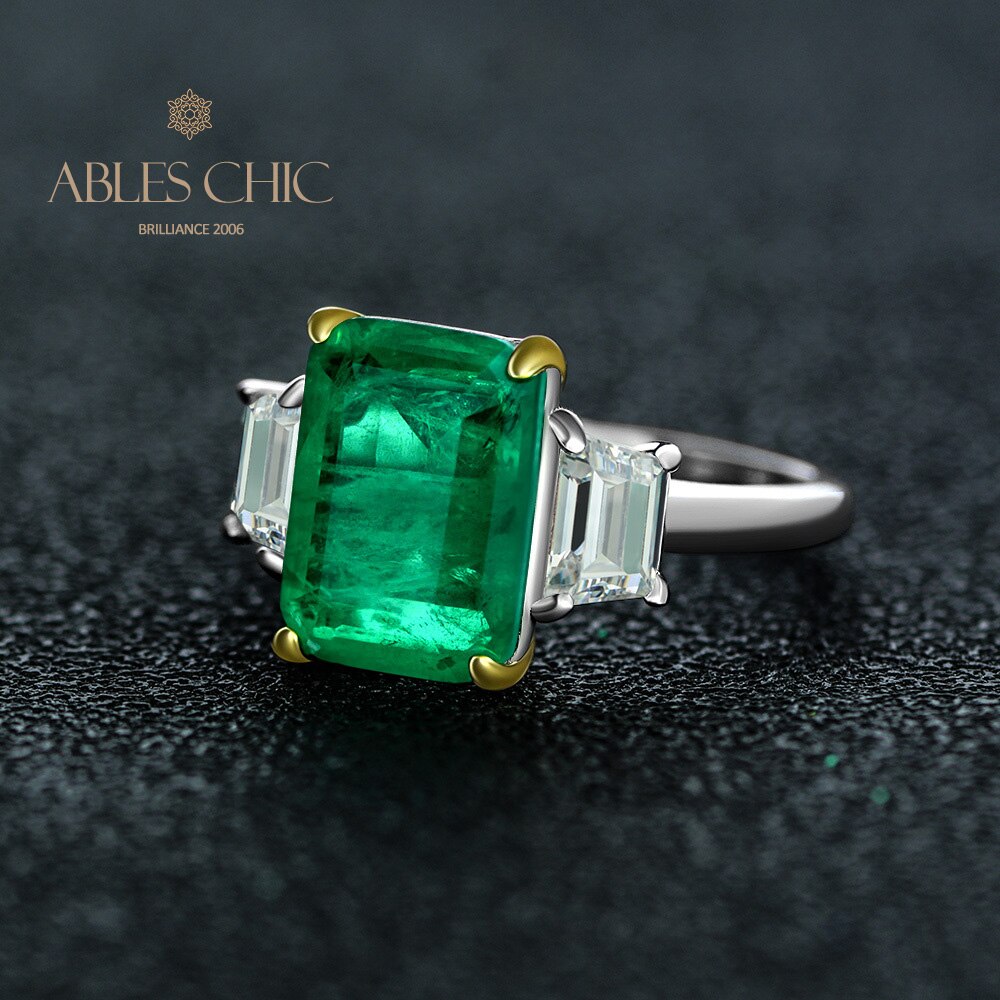 Lab Emerald Paraiba Engagement Ring R0314
