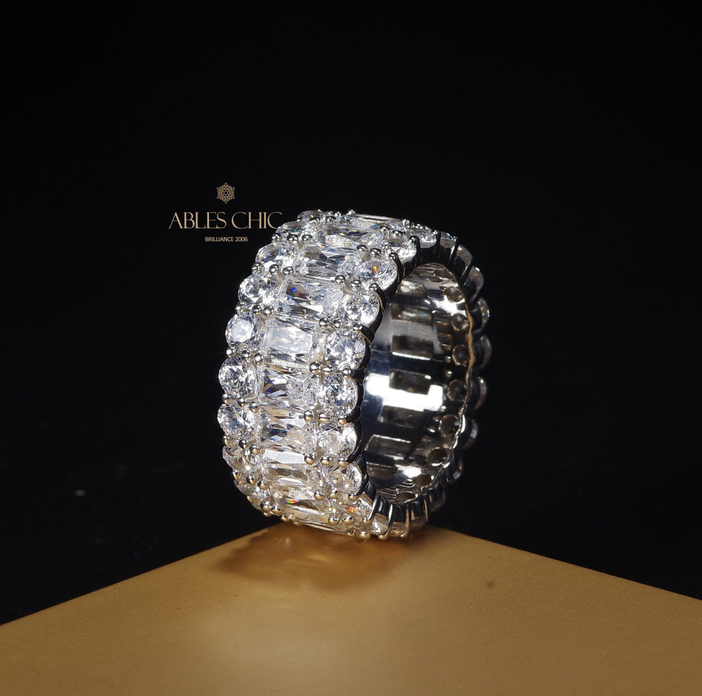 3 Rows Wide Sapphire Wedding Band R0923