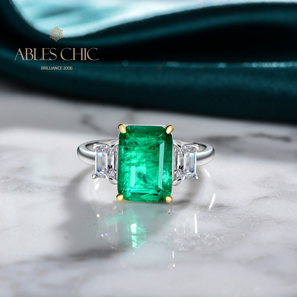 Lab Emerald Paraiba Engagement Ring R0314