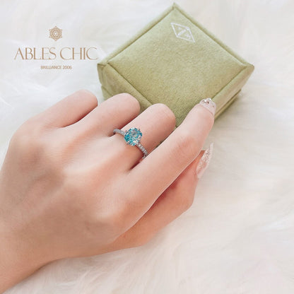 Bague de fiançailles solitaire apatite bleue R1082