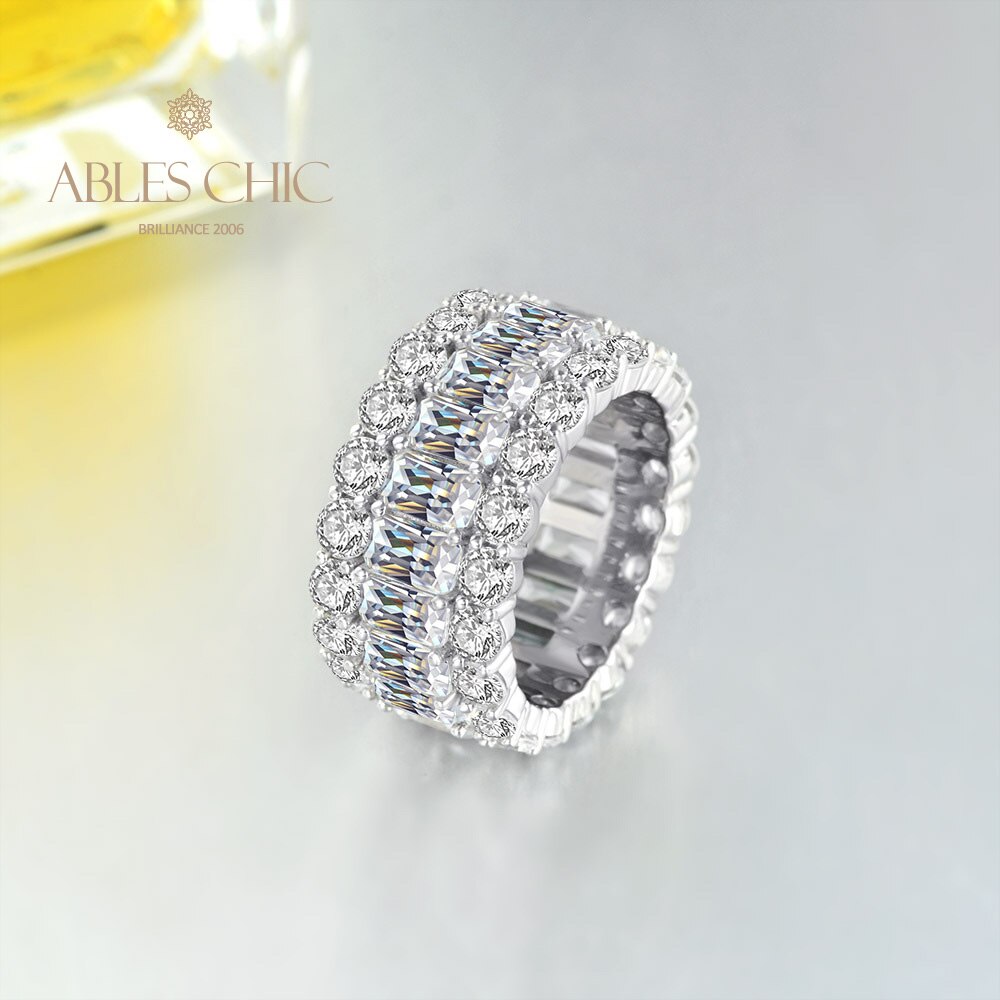 3 Rows Wide Sapphire Wedding Band R0923