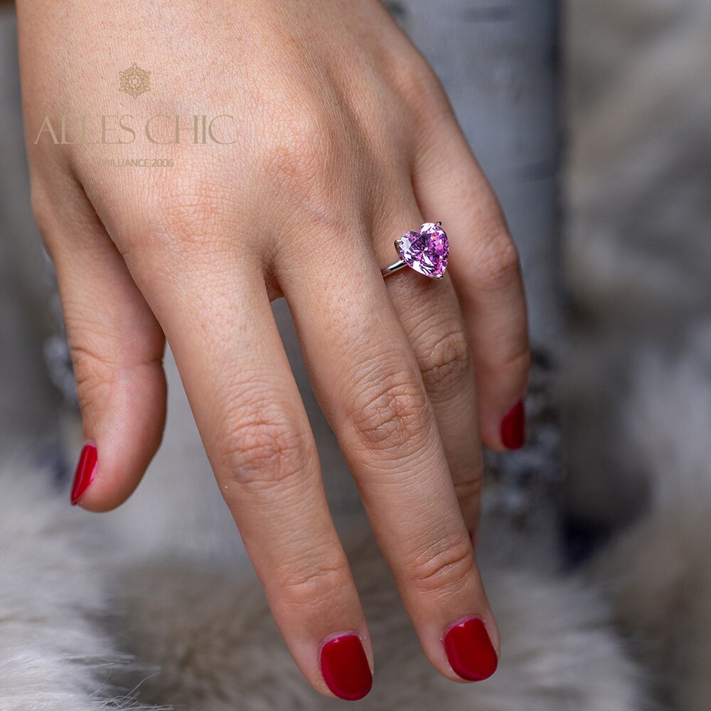 Solitaire Heart  Kunzite Bridal Ring R0308