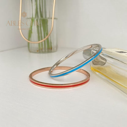 Enamel Narrow Stack Bangle B0881