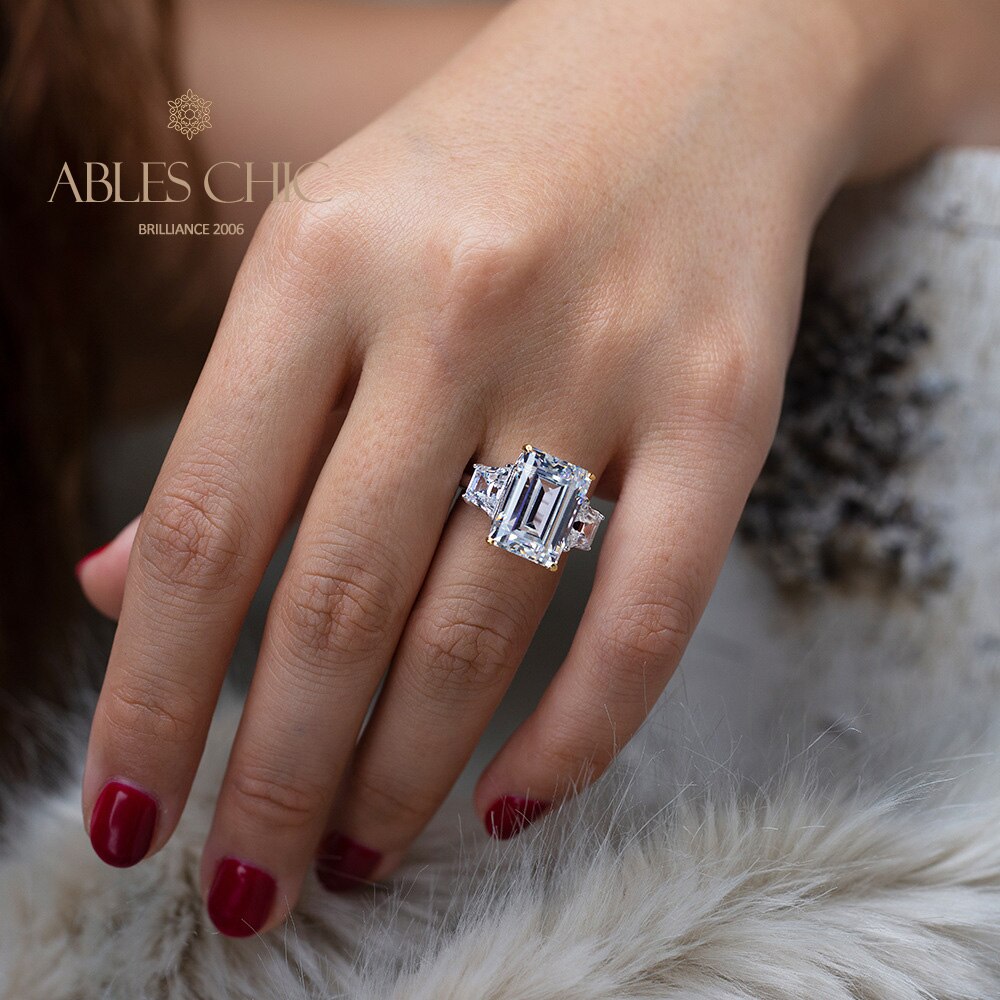 Lab Emerald Paraiba Engagement Ring R0314