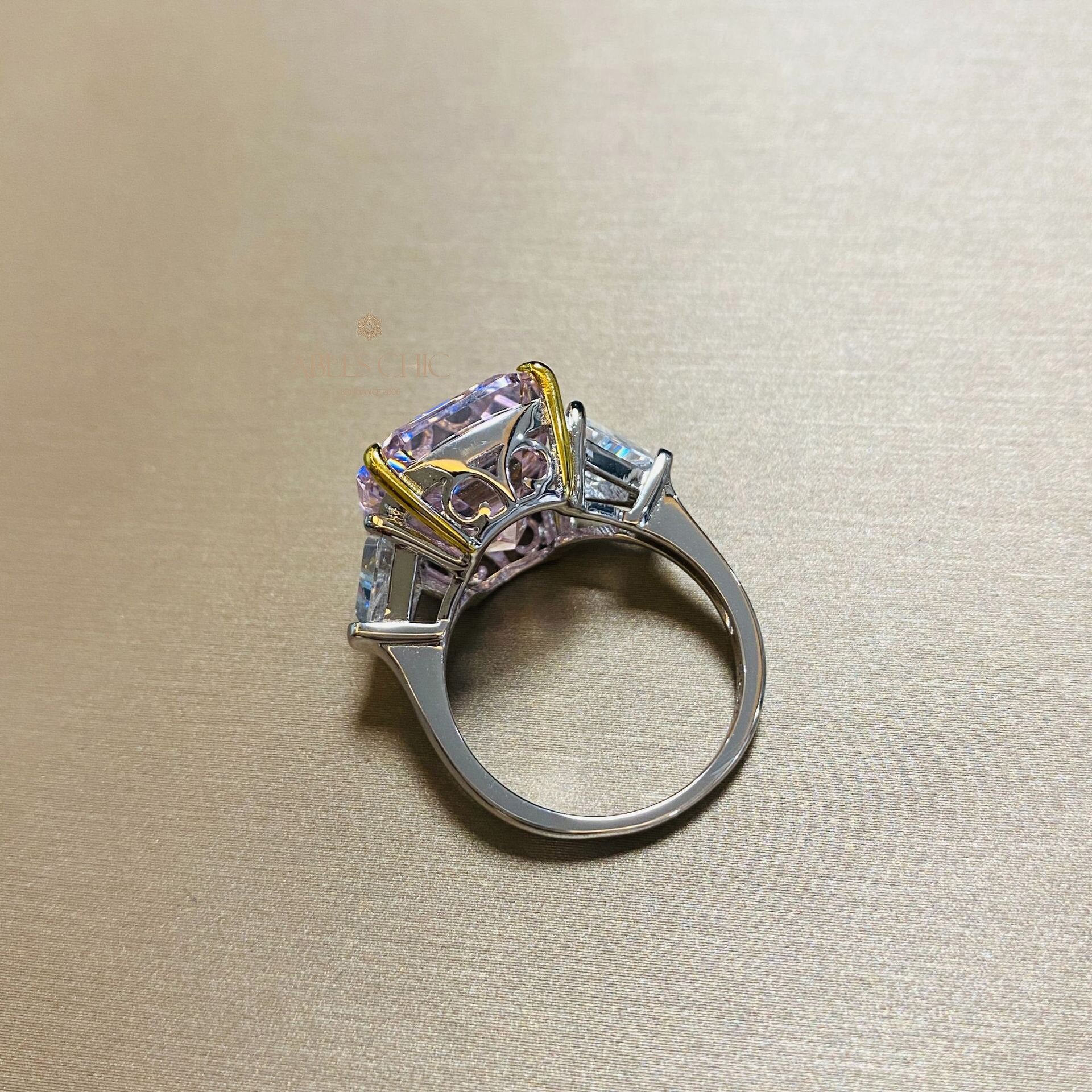 Fluorite Morganite Wedding Ring R0311