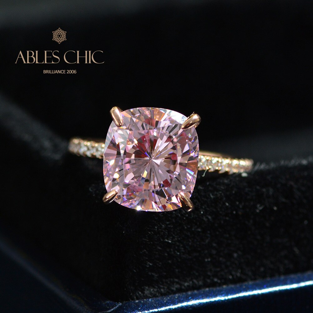 Kunzite Cushion Wedding Ring R0947