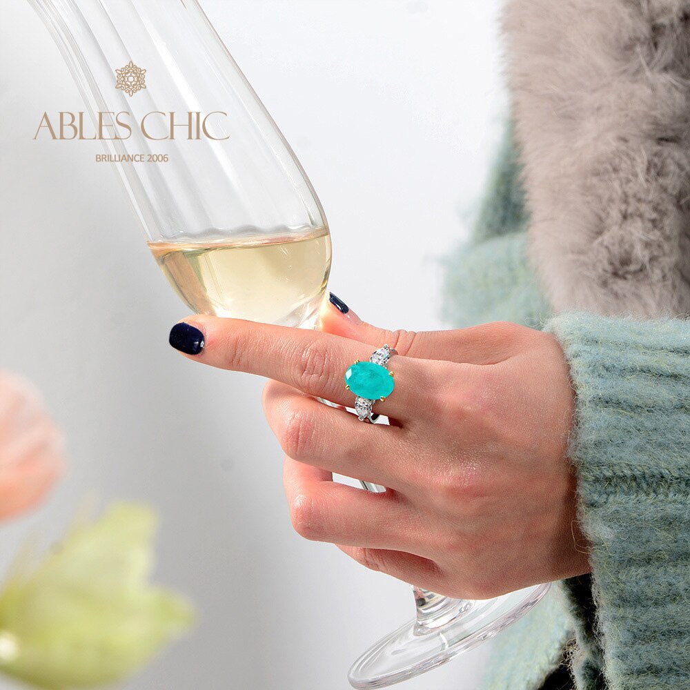 Lab Paraiba Wedding Ring R0871