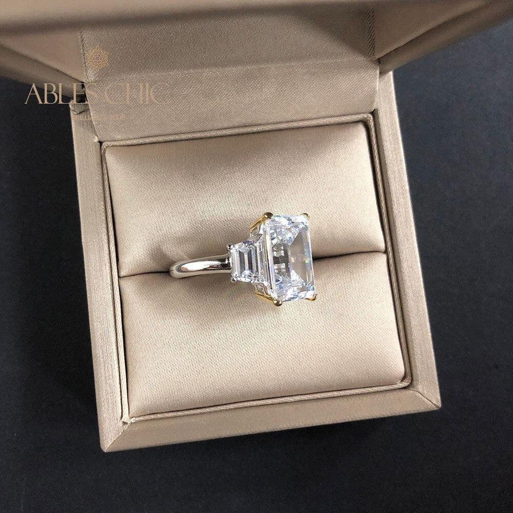 Lab Emerald Paraiba Engagement Ring R0314