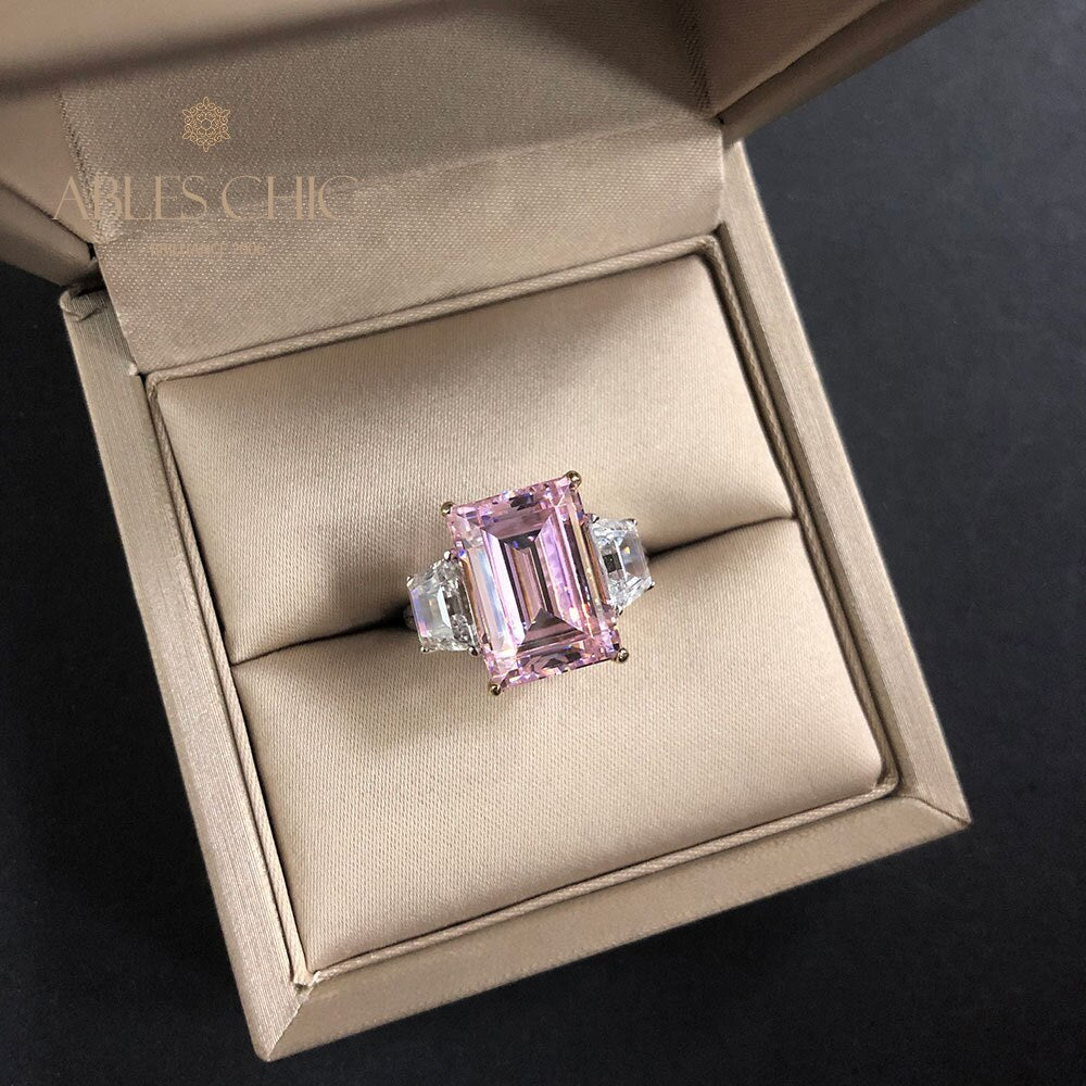 Lab Emerald Paraiba Engagement Ring R0314