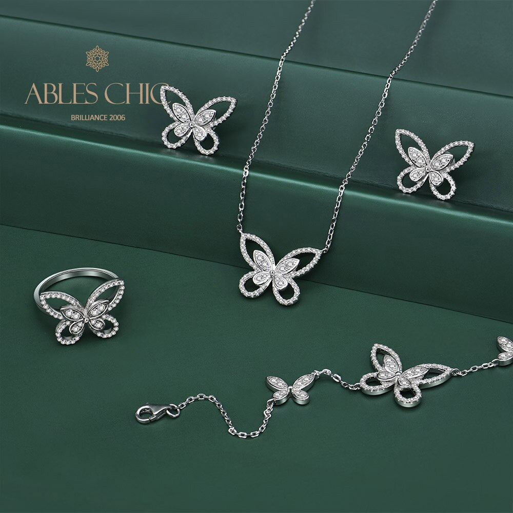 Paved Butterfly Necklace B0480