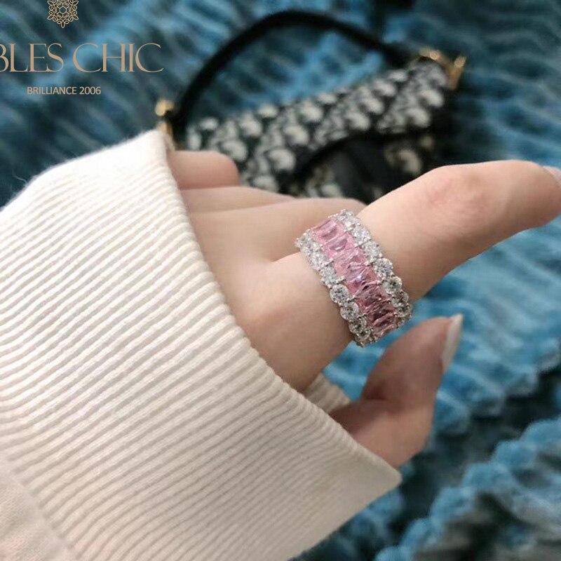 3 Rows Wide Sapphire Wedding Band R0923