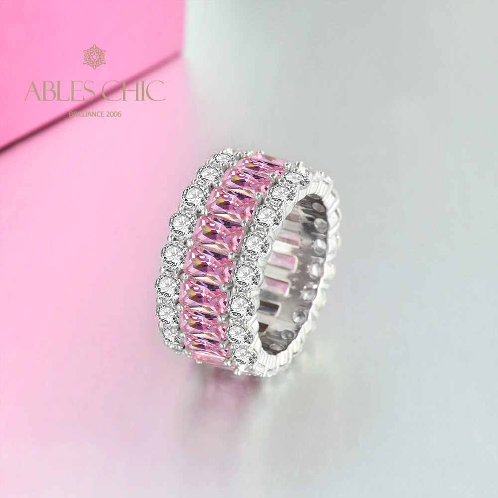 3 Rows Wide Sapphire Wedding Band R0923