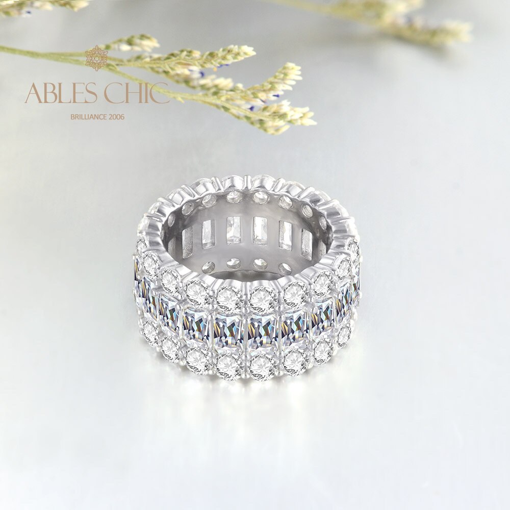 3 Rows Wide Sapphire Wedding Band R0923