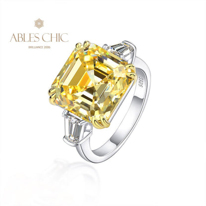 Asscher Yellow Citrine Wedding Ring R0864