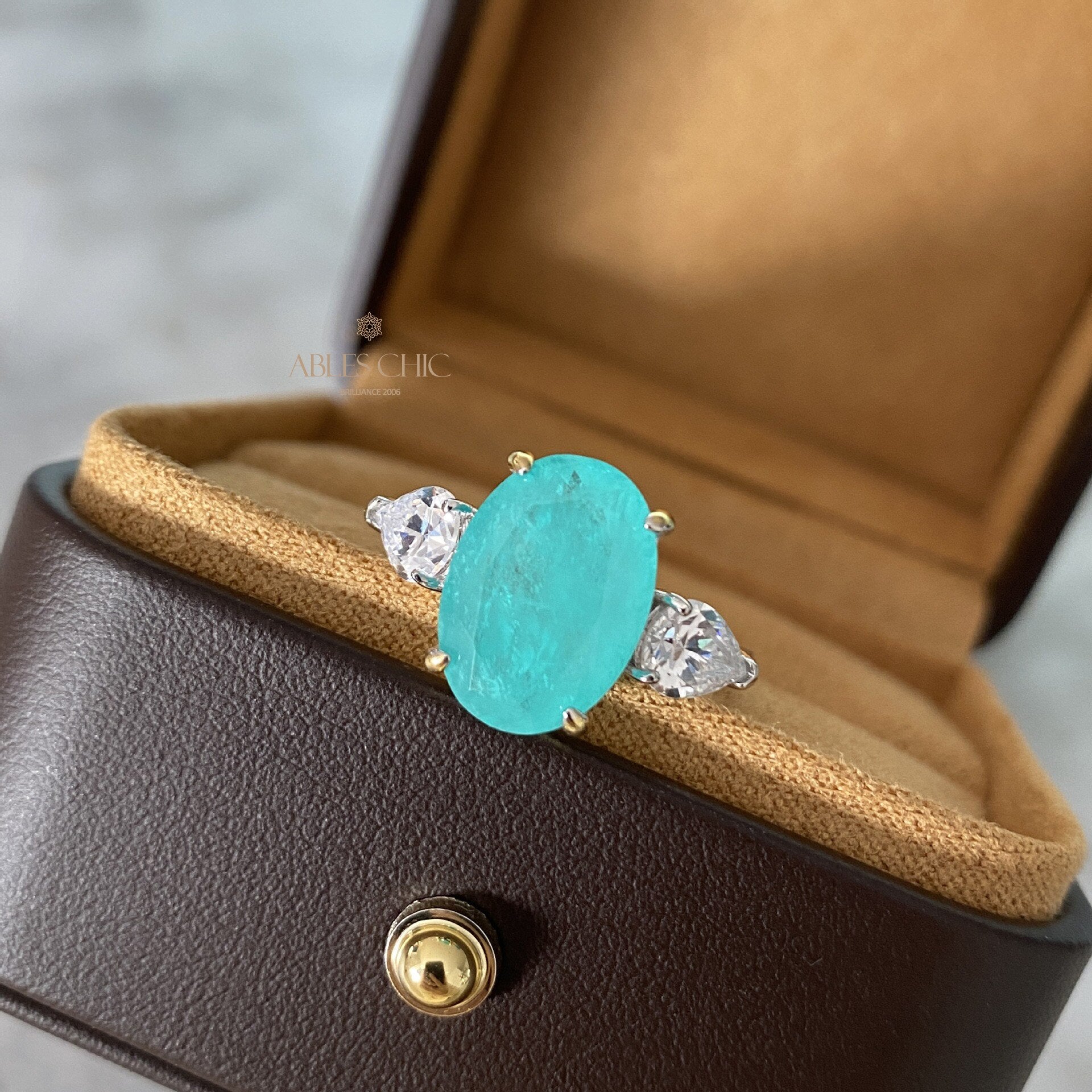 Lab Paraiba Wedding Ring R0871