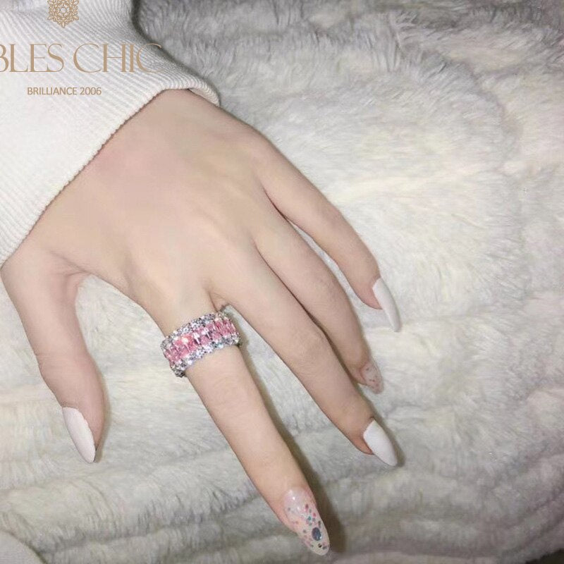 3 Rows Wide Sapphire Wedding Band R0923