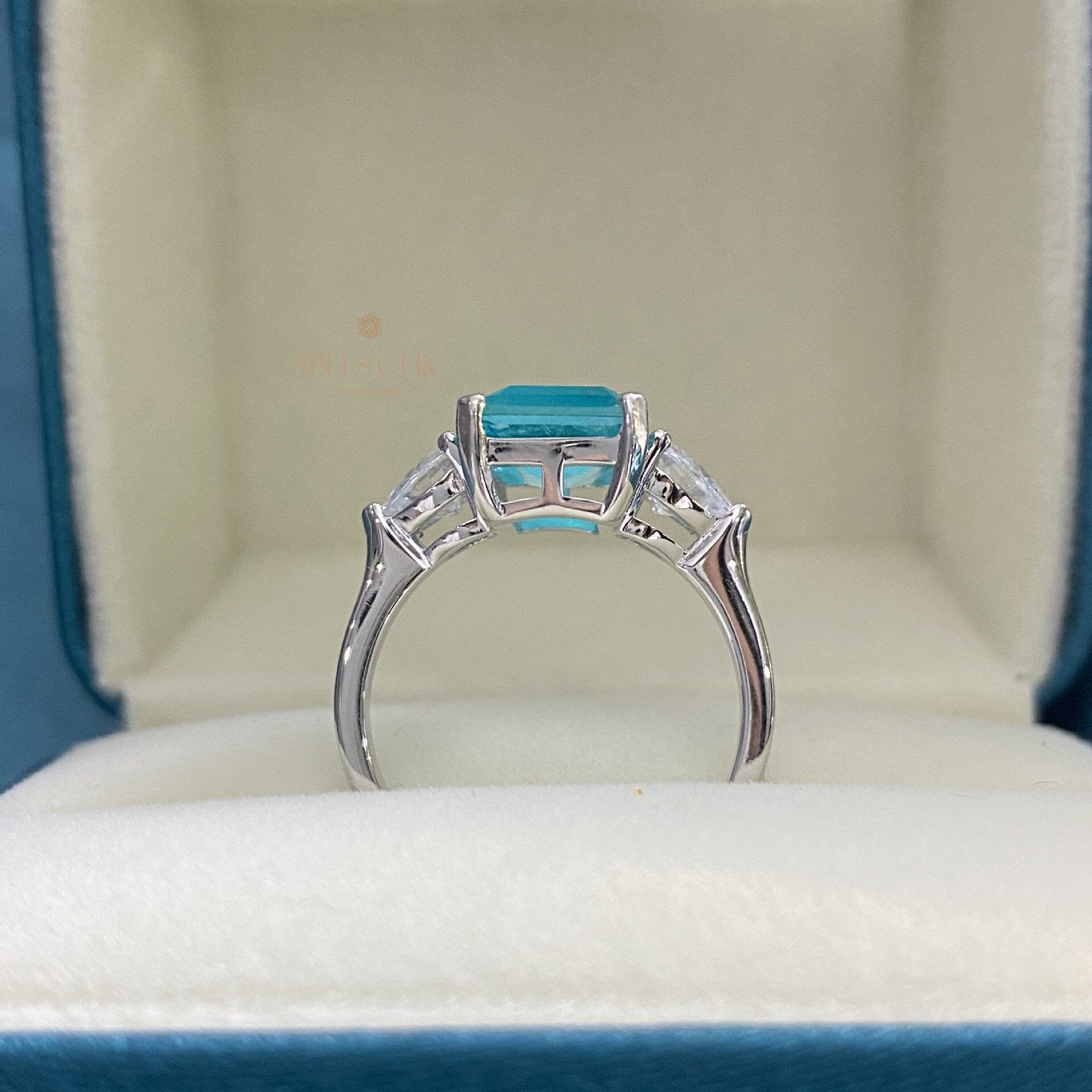 Lab Paraiba Engagement Ring R0878