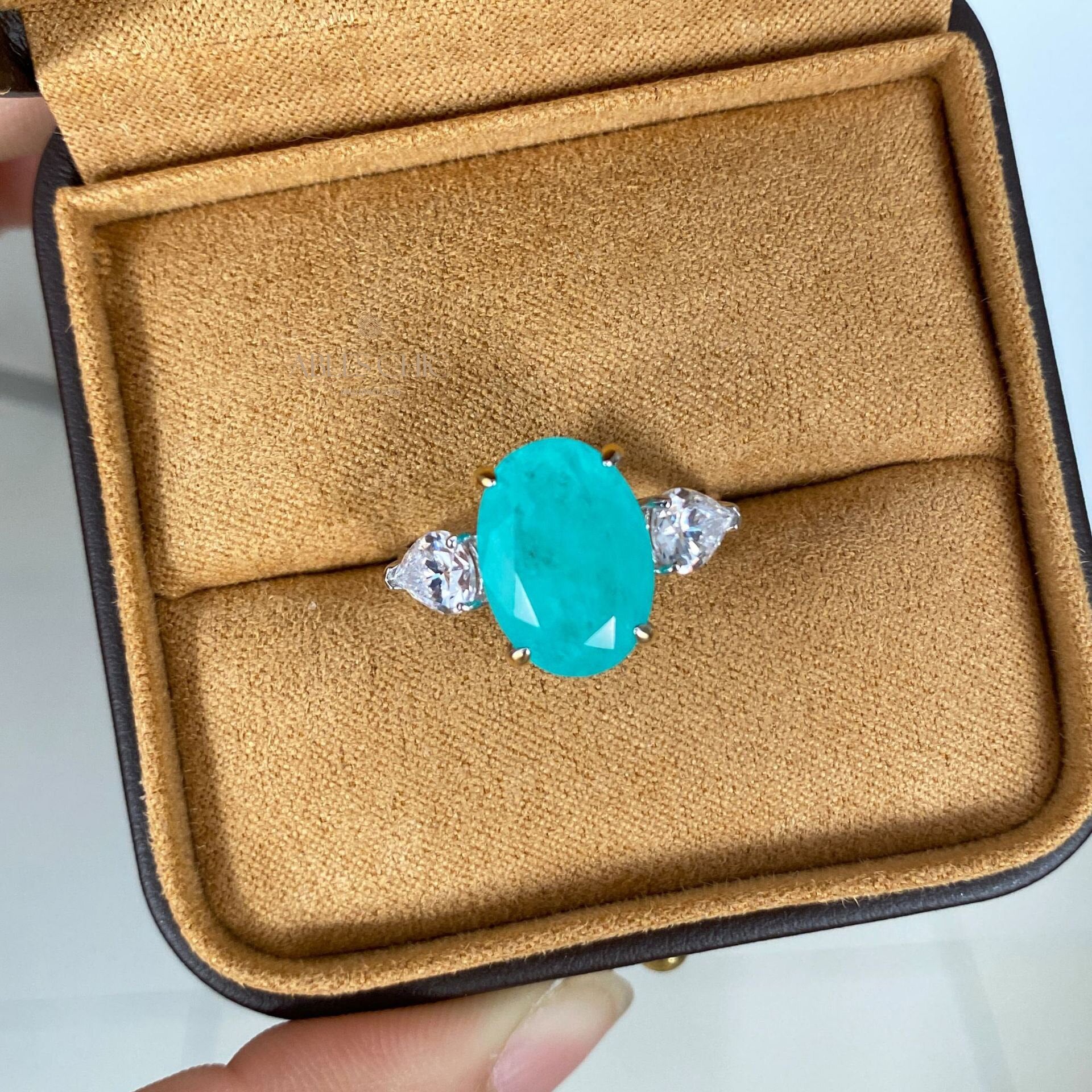 Lab Paraiba Wedding Ring R0871