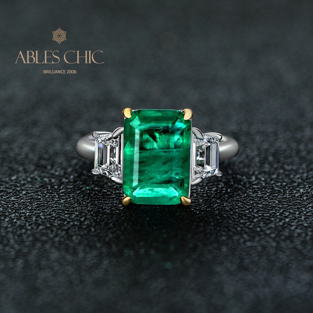 Lab Emerald Paraiba Engagement Ring R0314