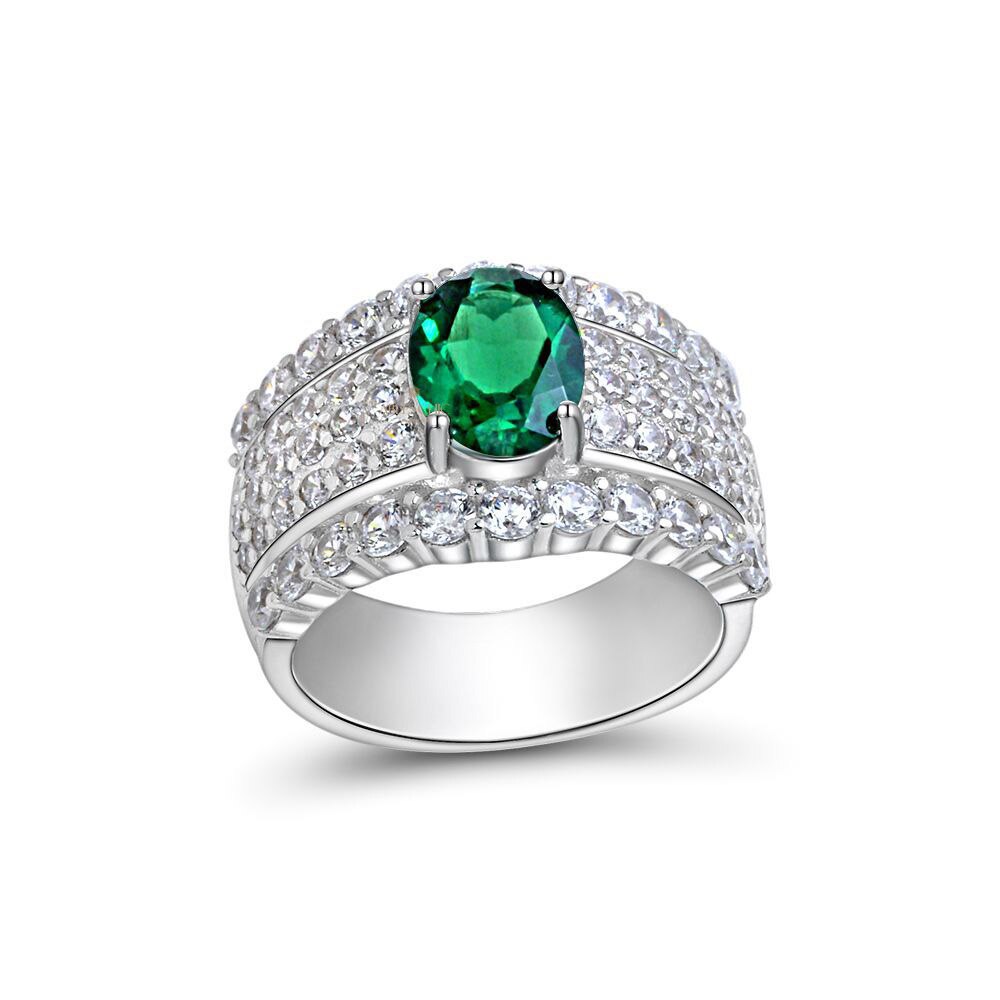 Lab Emerald Wide Bridal Ring R1601