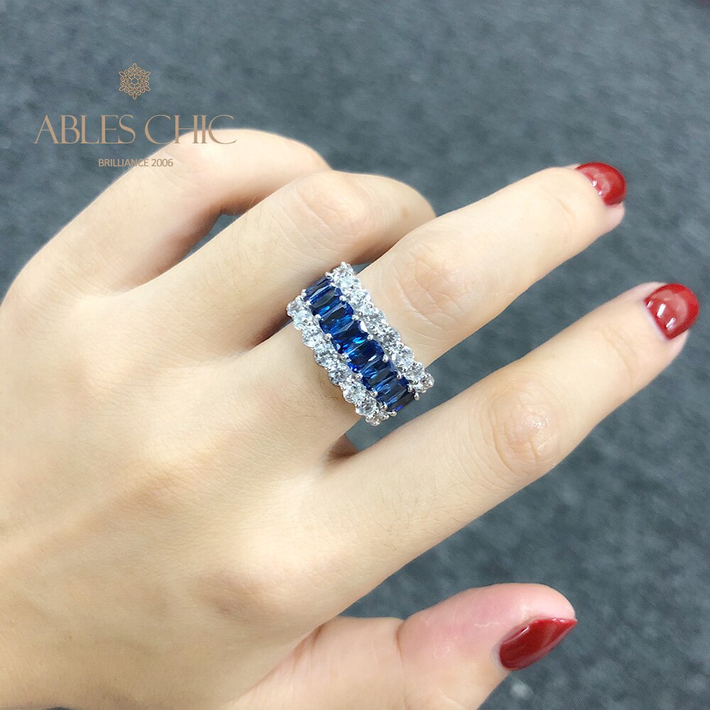 3 Rows Wide Sapphire Wedding Band R0923